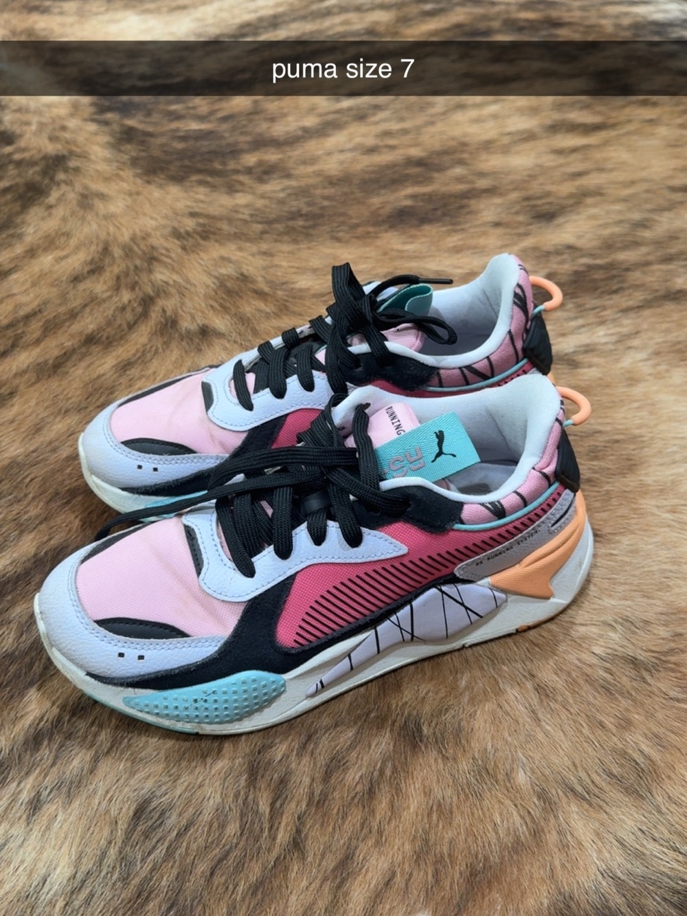 Puma Pink Coral Teal Black Colorblock Sneakers